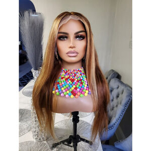Highlighted human hair lace front wig 26